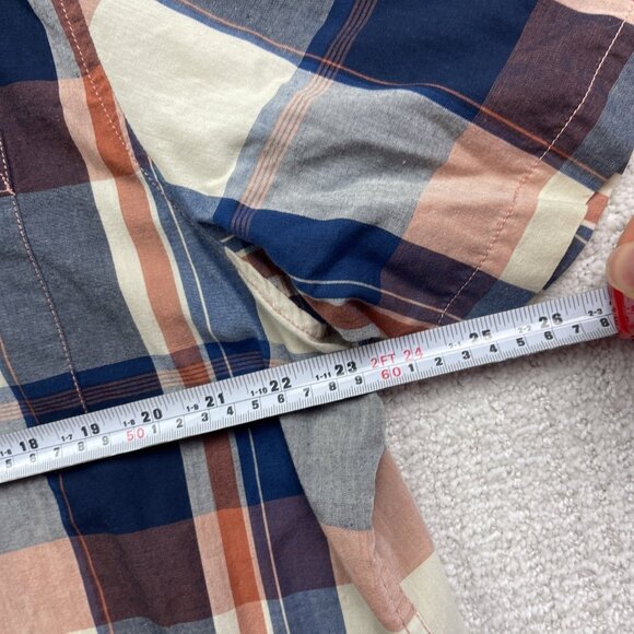 Rip Curl Men's XL Y2K Grunge Blue Plaid Distressed Short Sleeve Button Up Shirt - Picture 11 of 14